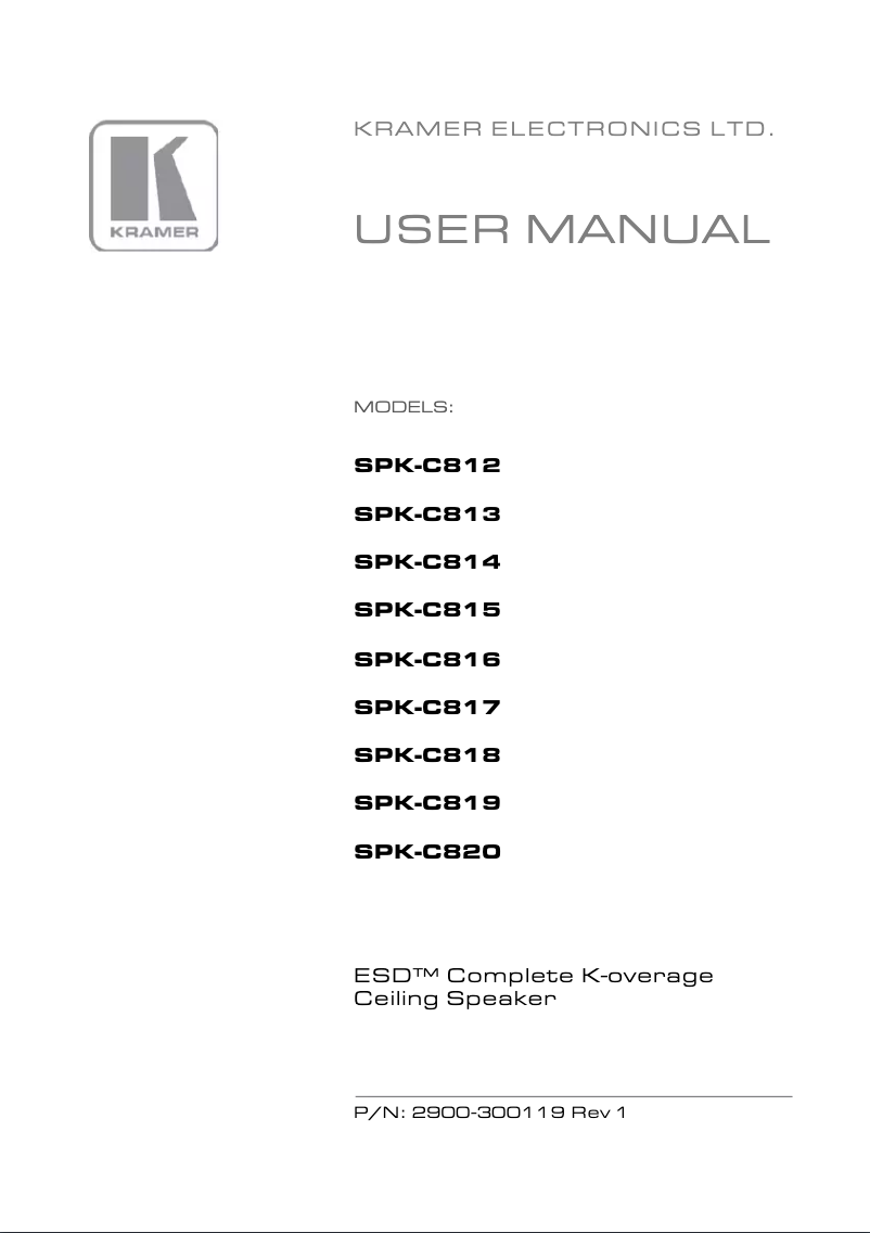 Page 1 de la notice Manuel utilisateur Kramer SPK-C813