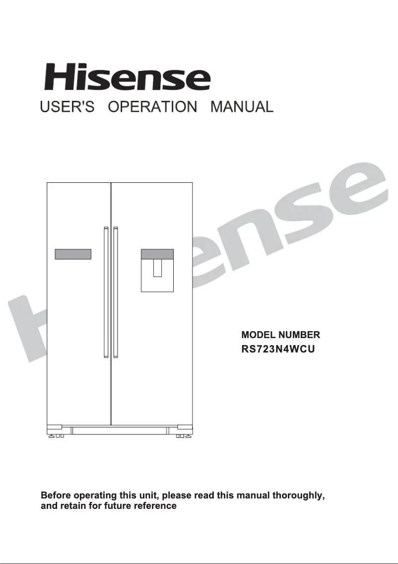 Page 1 de la notice Manuel utilisateur Hisense RS723N4WCU