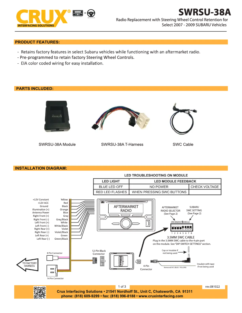 Page n°1 - Manuel utilisateur CRUX SWRSU-38A