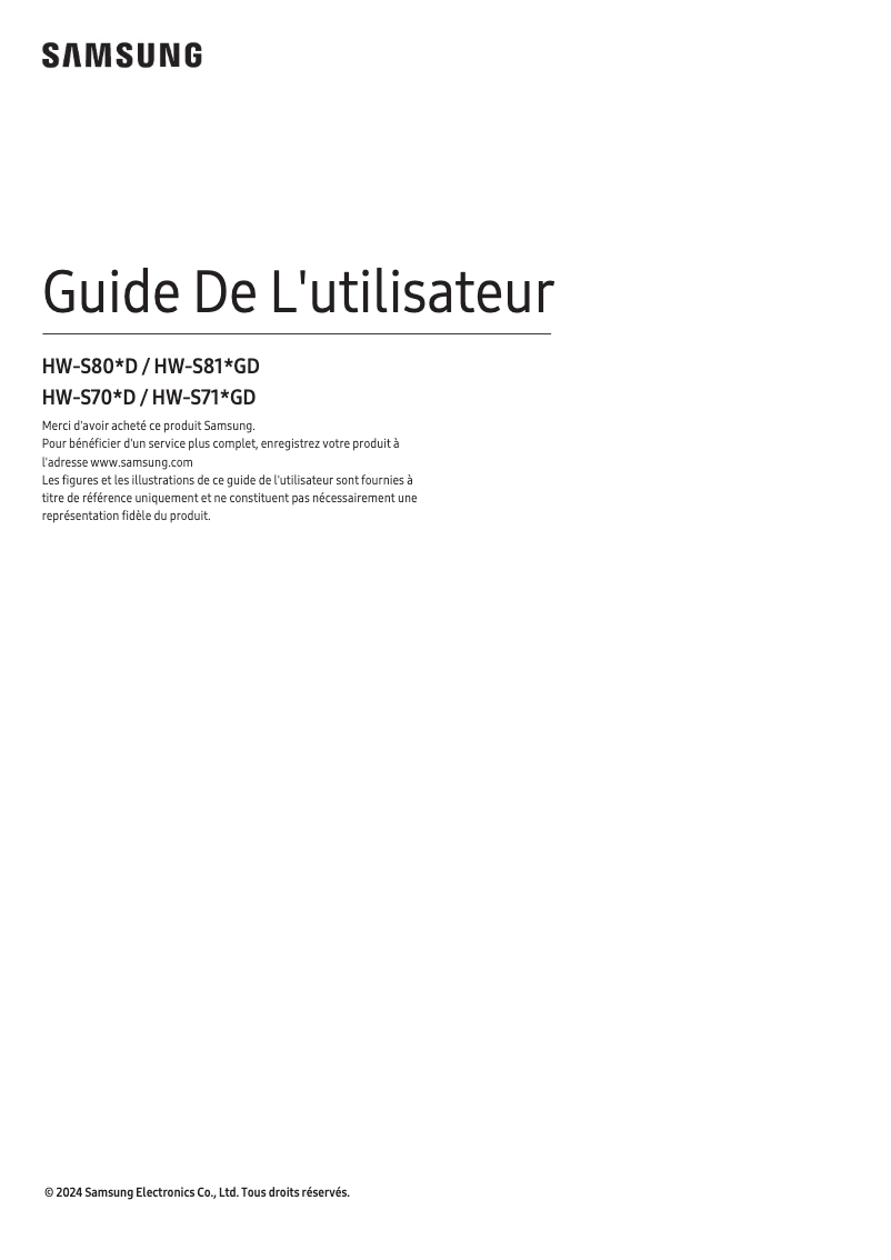 Page 1 de la notice Manuel utilisateur Samsung HW-S711D