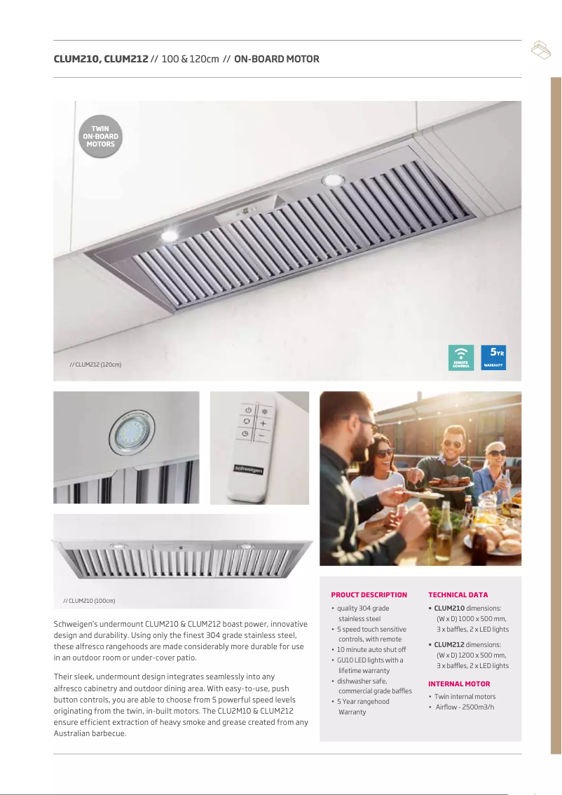 Page 1 de la notice Fiche technique Schweigen CLUM210