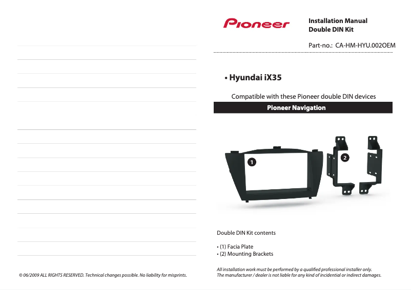 Page 1 de la notice Manuel utilisateur Pioneer CA-HM-HYU.002OEM