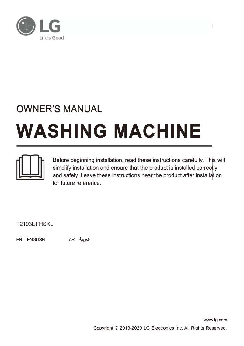 Page 1 de la notice Manuel utilisateur LG T2193EFHSKL