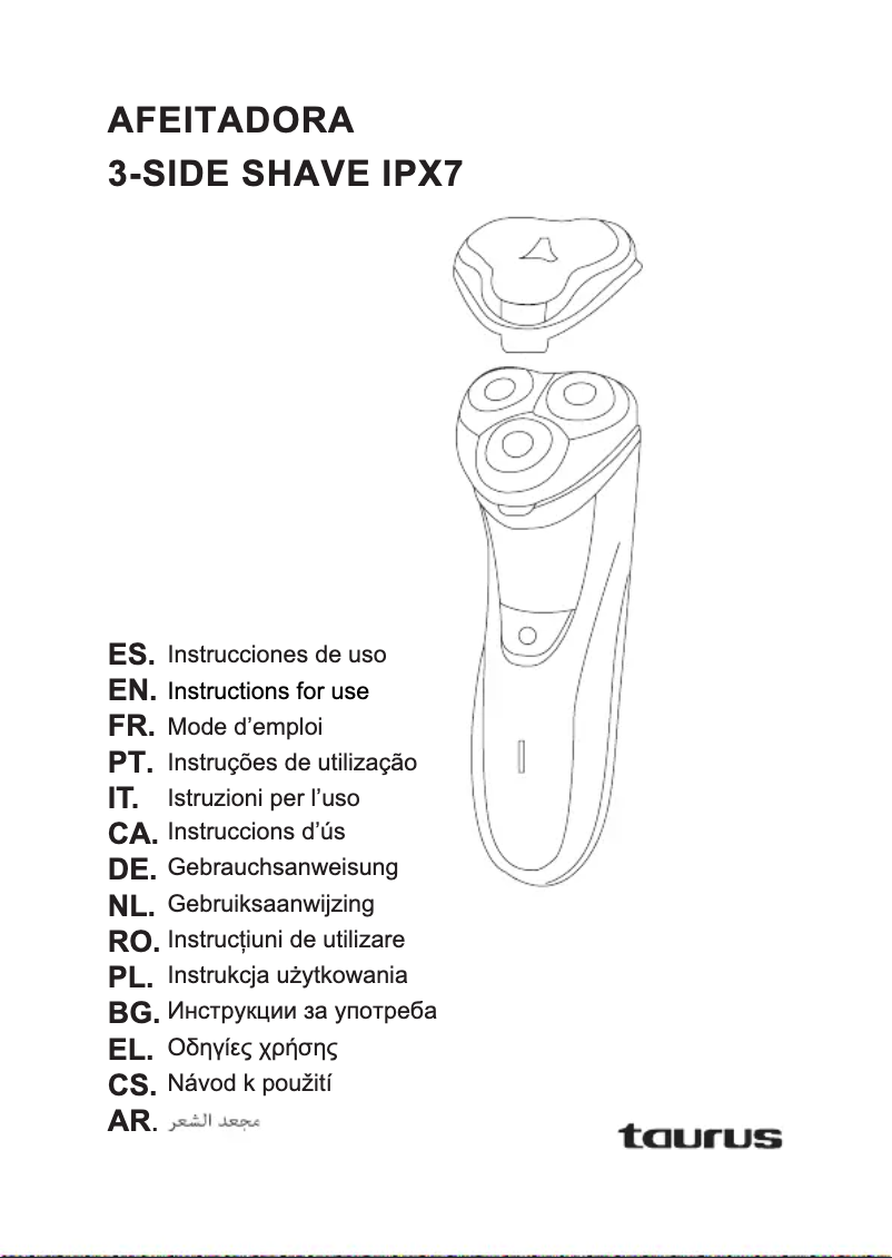 Page n°1 - Manuel utilisateur Taurus 3-Side Shave IPX7