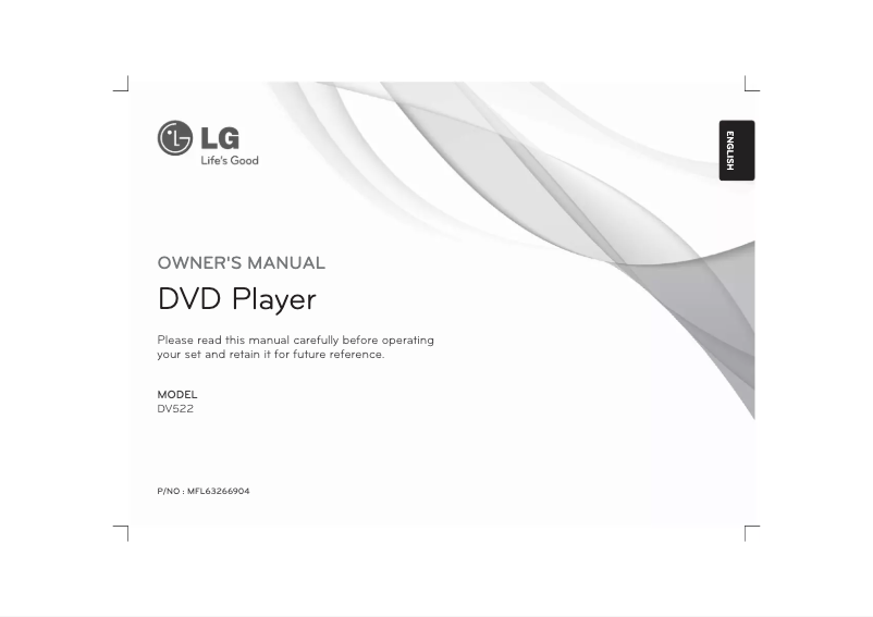 Page 1 de la notice Manuel utilisateur LG DV522