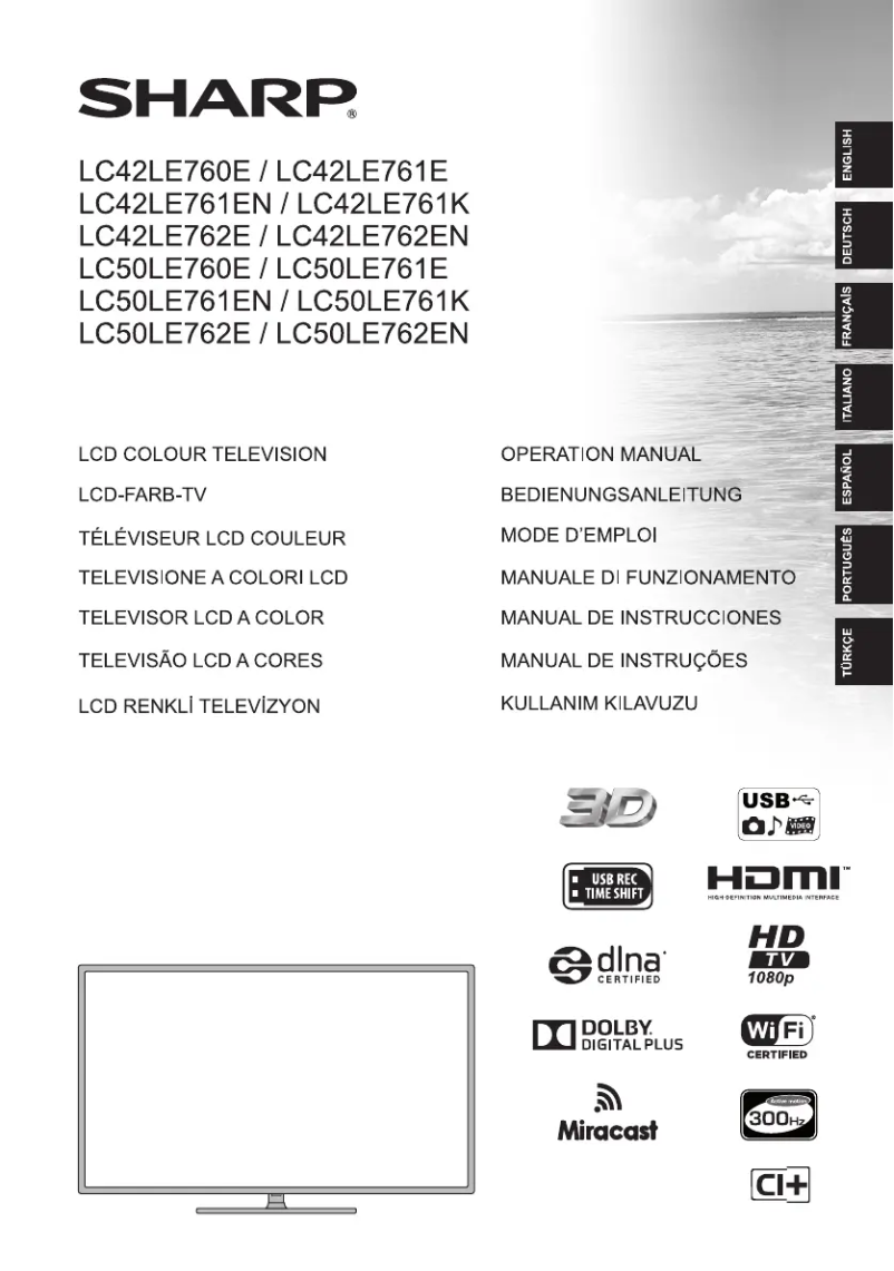 Page n°1 - Manuel utilisateur Sharp LC-50LE760E