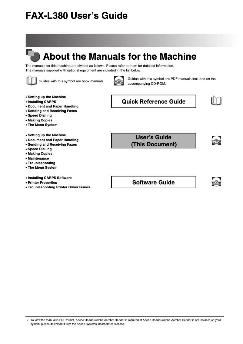 Page n°1 - Manuel utilisateur Canon i-SENSYS FAX-L380S