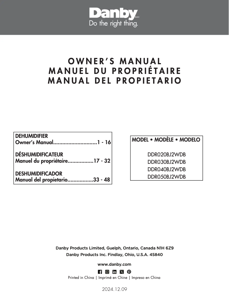 Página 1 del manual Manual de usuario Danby DDR030BJWDB
