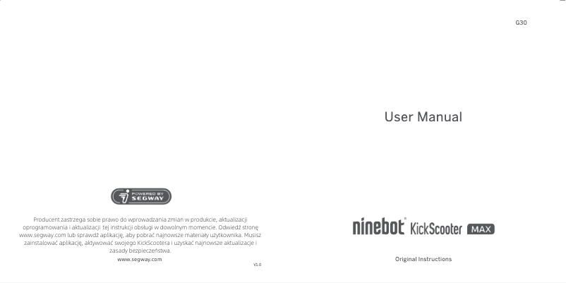 Page n°1 - Manuel utilisateur Segway Ninebot KickScooter MAX G30E II