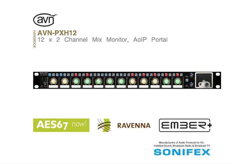 Page n°1 - Manuel utilisateur Sonifex AVN-PXH12