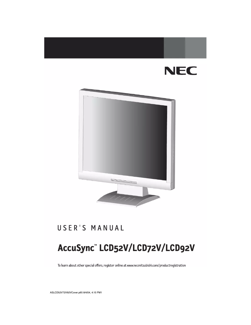 Page 1 de la notice Manuel utilisateur NEC AccuSync 72VM