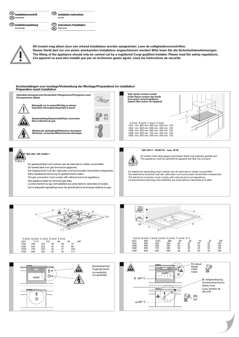 Página 1 del manual Guía de instalación Atag HG6024PA20BE