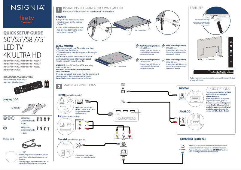 Página 1 del manual Guía de inicio rápido Insignia NS-58F301NA25