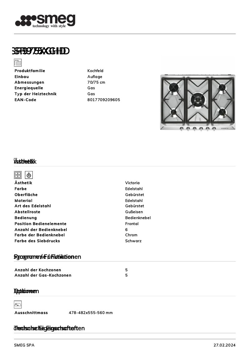 Page 1 de la notice Manuel utilisateur Smeg SR975XGHD