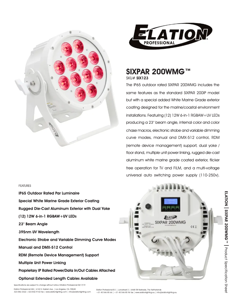 Imagen de la primera página del manual del dispositivo SIXPAR 200WMG