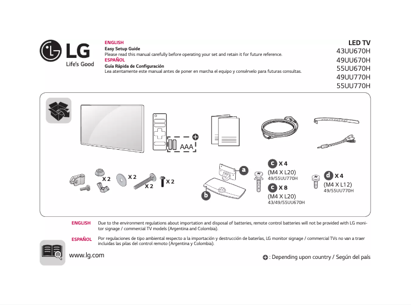 Page 1 de la notice Manuel utilisateur LG 43UU670H