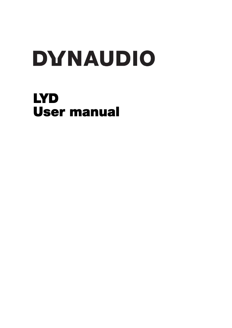Page 1 de la notice Manuel utilisateur Dynaudio LYD-5