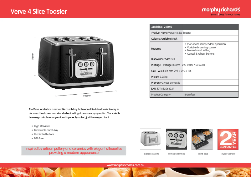 Image de la première page du manuel de l'appareil Verve 243010