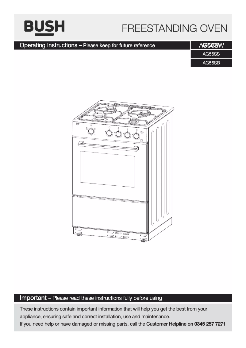 Page 1 de la notice Manuel utilisateur Bush AG56SB