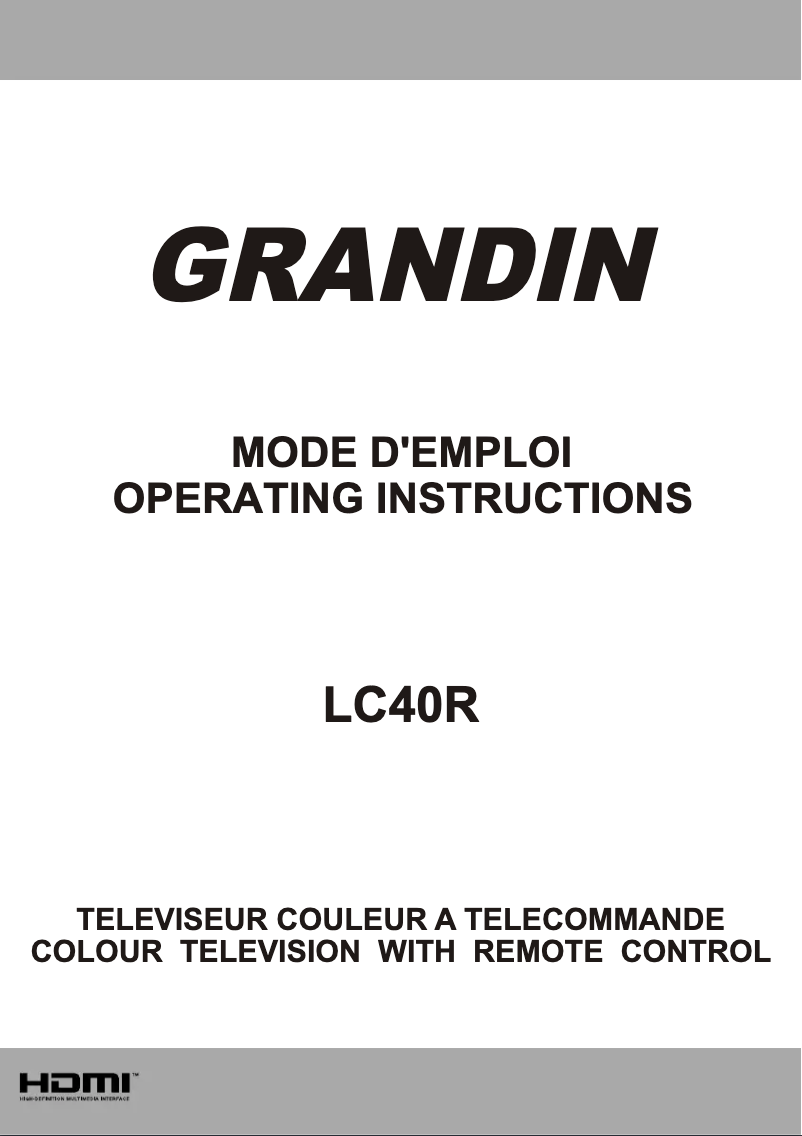 Page 1 de la notice Manuel utilisateur Grandin LC40R