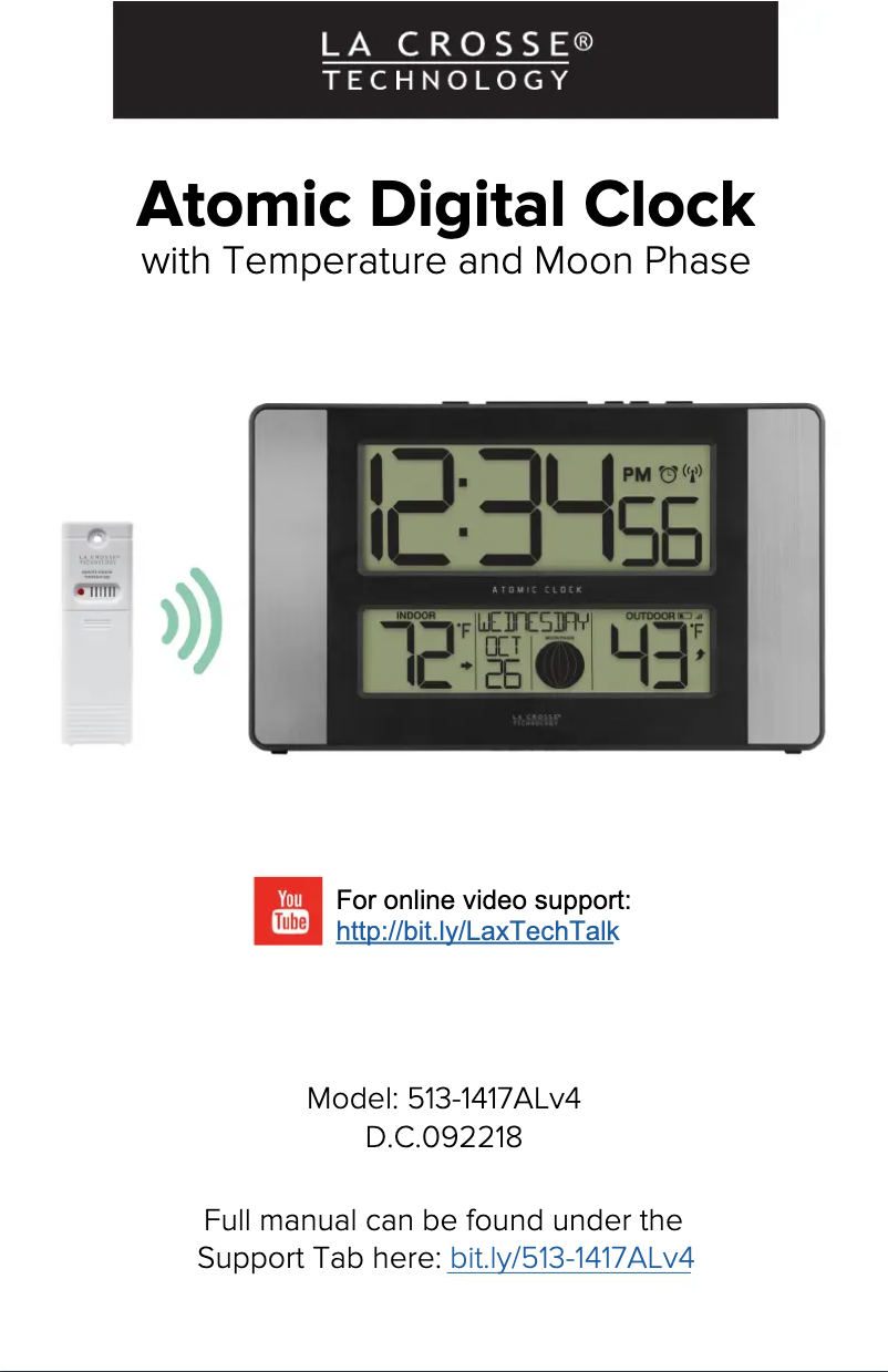 Page 1 de la notice Manuel utilisateur La Crosse Technology 513-1417ALV4