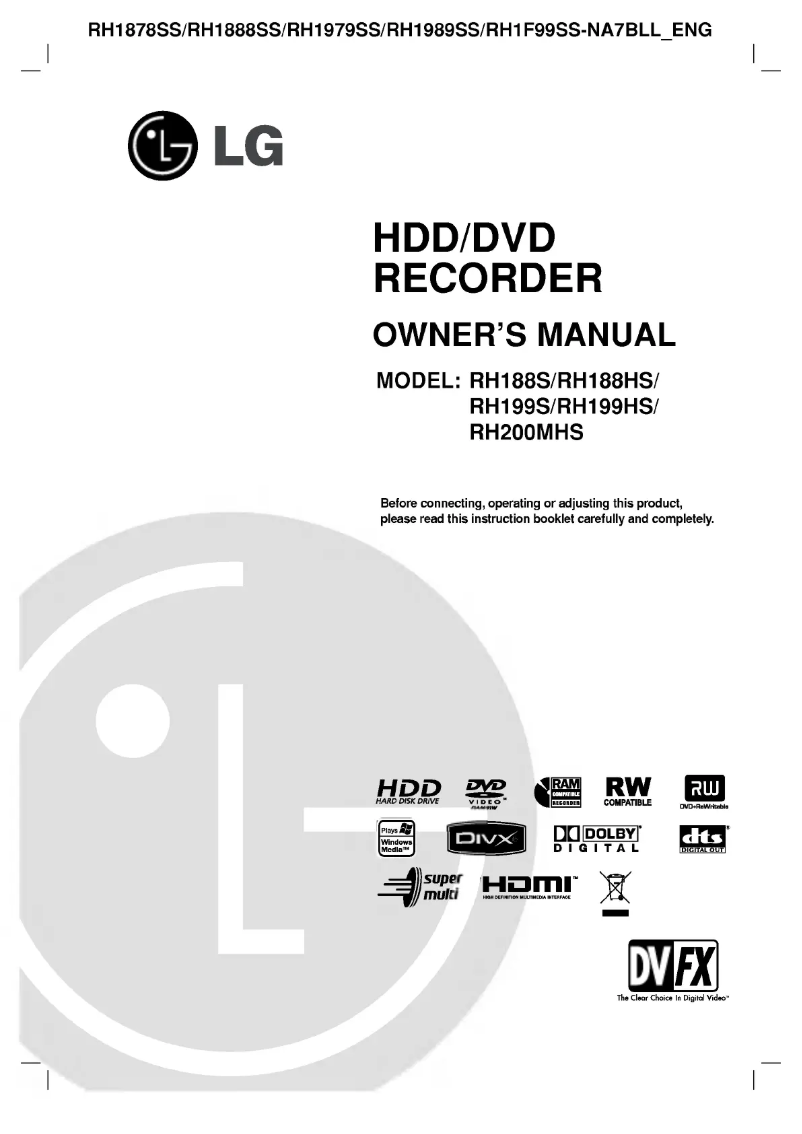 Page n°1 - Manuel utilisateur LG RH200MHS