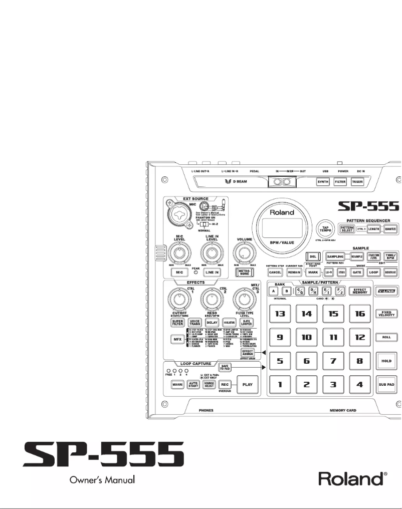 Page 1 de la notice Manuel utilisateur Roland SP-555