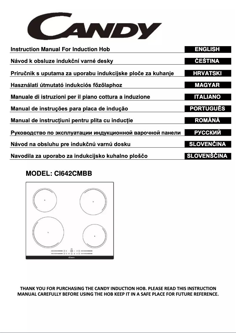 Page 1 de la notice Manuel utilisateur Candy CI642CMBB