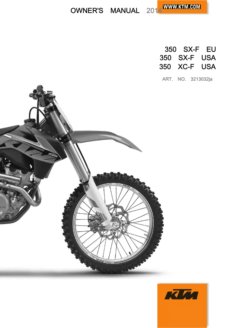 Page 1 de la notice Manuel utilisateur KTM 350 SX-F (2014)