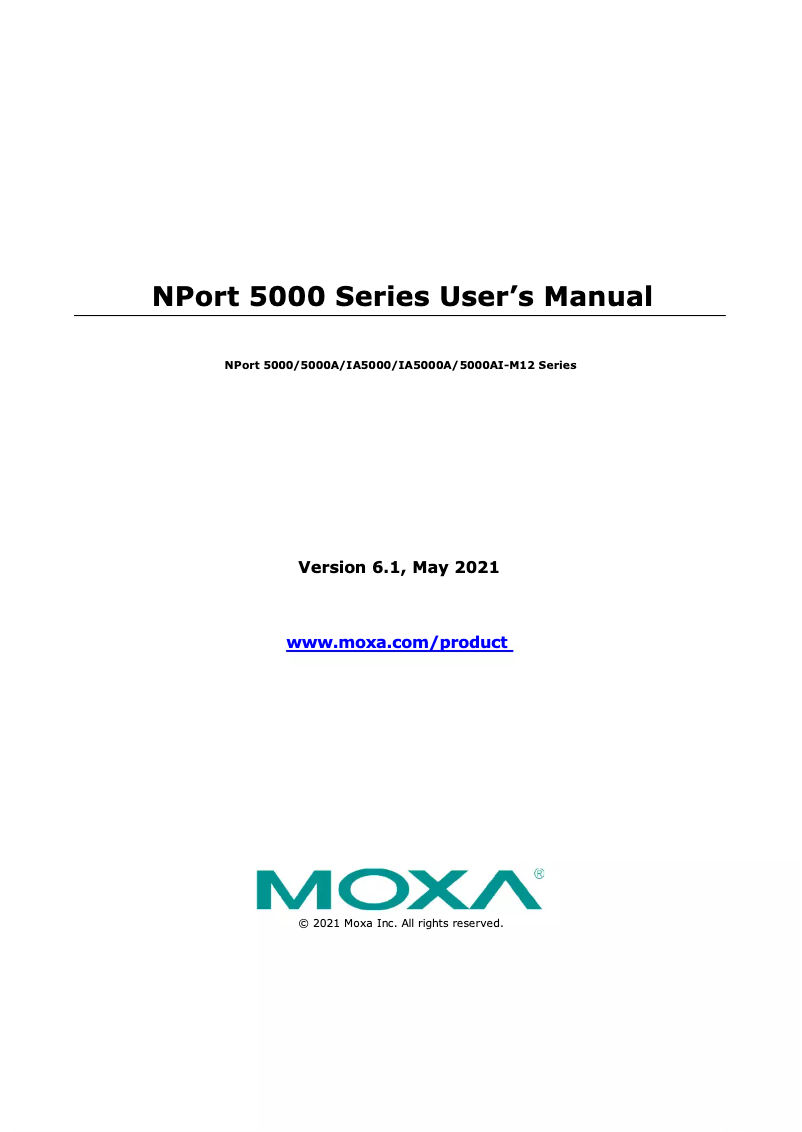 Page n°1 - Manuel utilisateur Moxa NPort 5450I