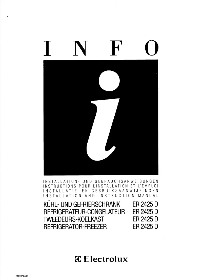 Page 1 de la notice Manuel utilisateur Electrolux ER2425D