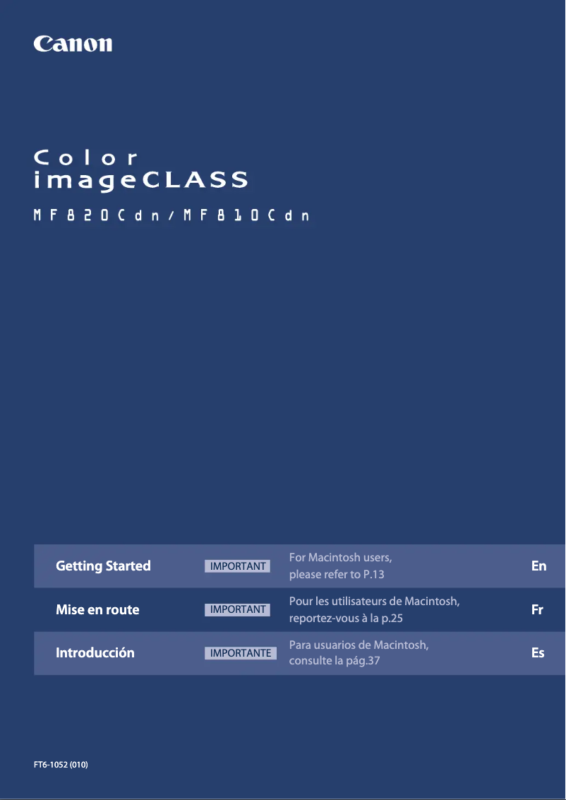 Page 1 de la notice Manuel utilisateur Canon imageCLASS MF820CDN