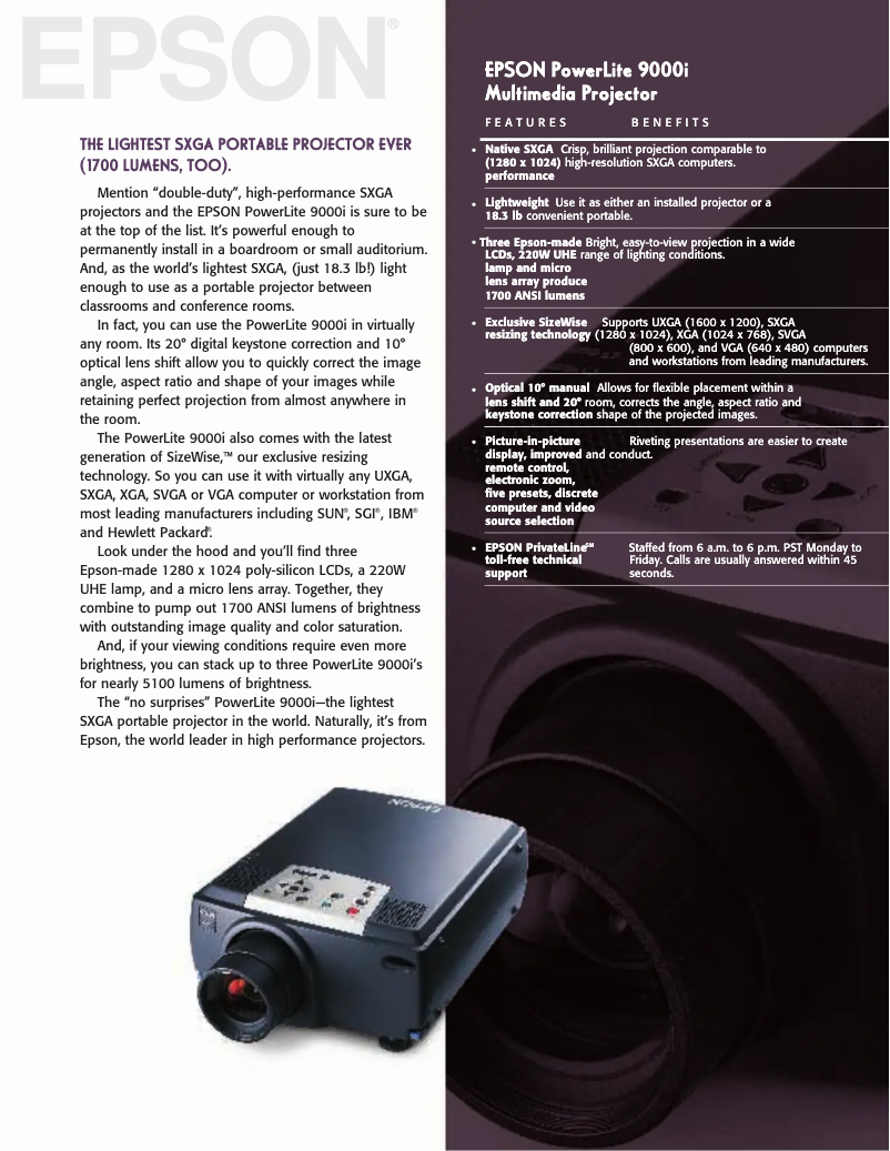 Imagen de la primera página del manual del dispositivo PowerLite 9000i