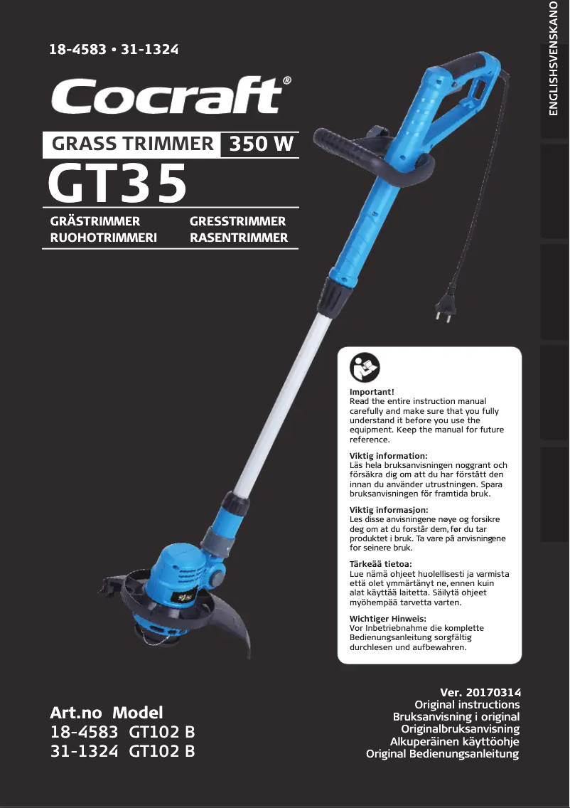 Page n°1 - Manuel utilisateur Cocraft GT35