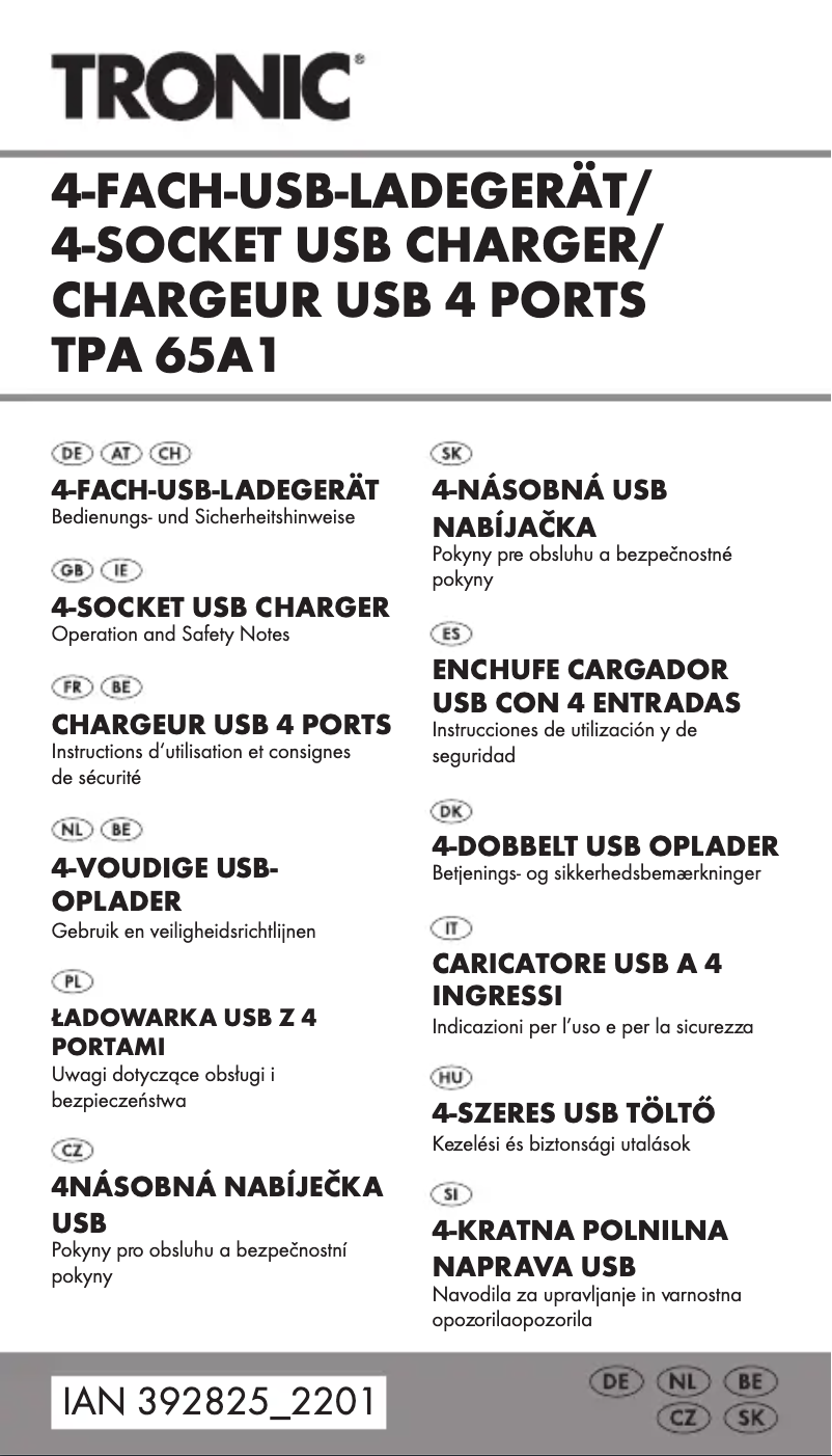 Page 1 de la notice Manuel utilisateur Tronic TPA 65A1