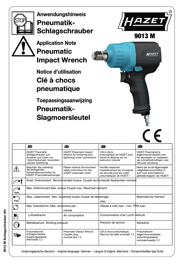 Página 1 del manual Manual de usuario Hazet 9013M