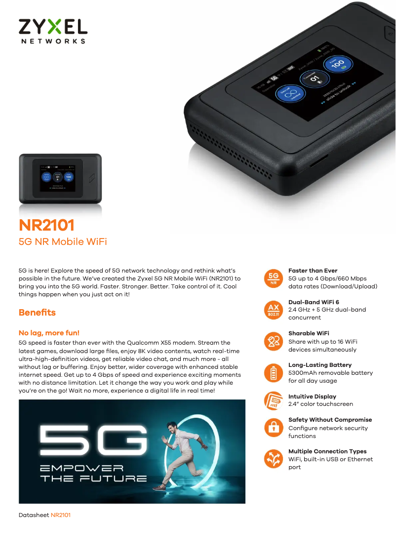 Page 1 de la notice Fiche technique ZyXEL NR2101