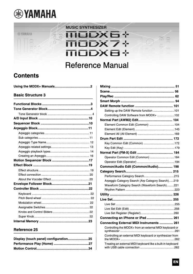 Image de la première page du manuel de l'appareil MODX6