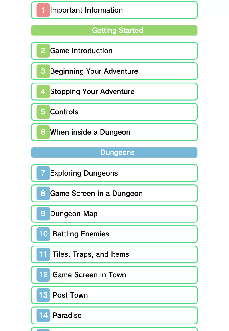 Image de la première page du manuel de l'appareil Pokémon Mystery Dungeon: Gates to Infinity (3DS)