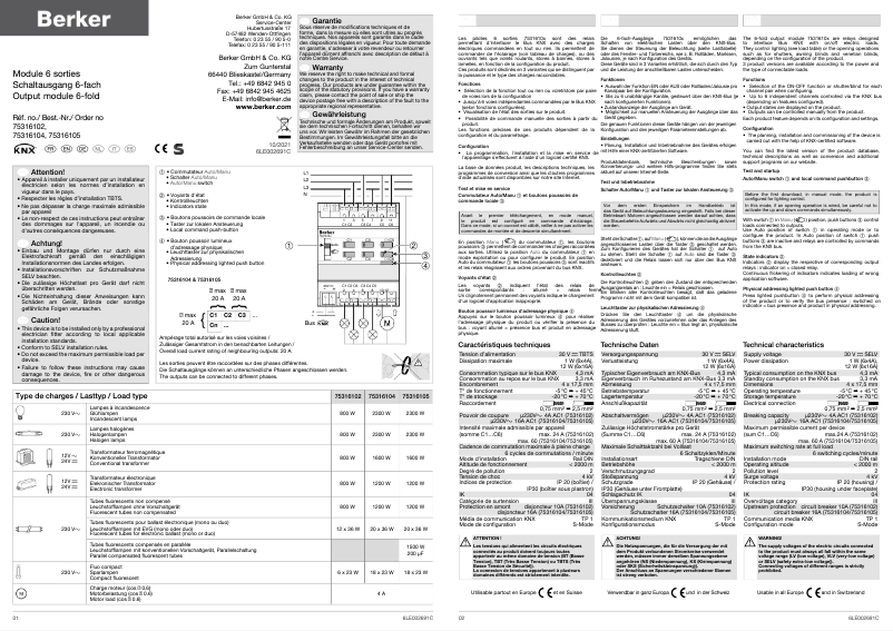 Page 1 de la notice Manuel utilisateur Berker 75316102