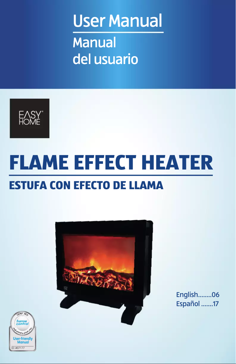 Page 1 de la notice Manuel utilisateur Easy Home Flame Effect Heater BLT-999T-3-1