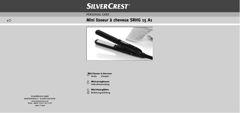 Page n°1 - Manuel utilisateur SilverCrest SRHG 15 A1
