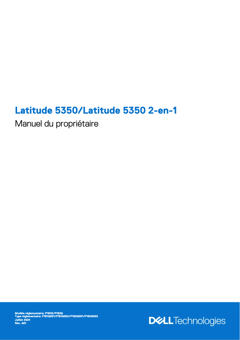 Page 1 de la notice Manuel utilisateur Dell Latitude 5350