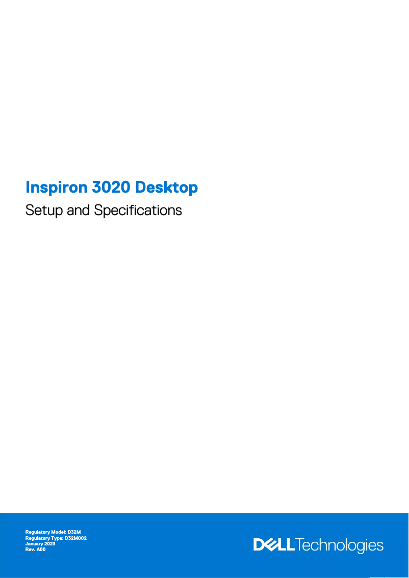 Page 1 de la notice Guide d'installation Dell Inspiron 3020 Desktop
