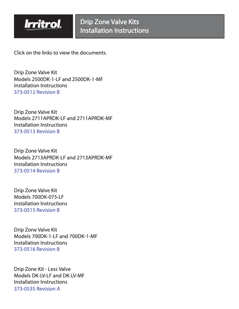 Page 1 de la notice Manuel utilisateur Irritrol 2713APRDK-MF