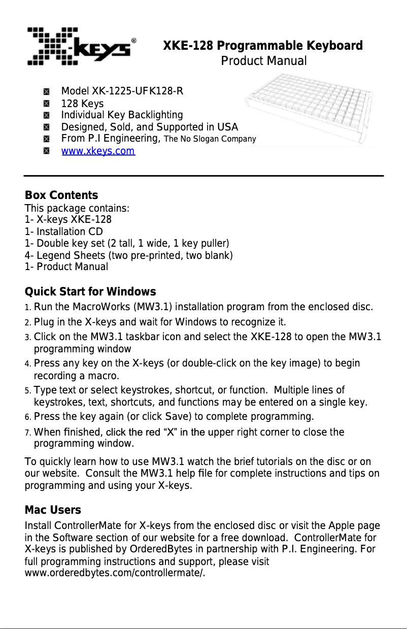 Image de la première page du manuel de l'appareil XK-128