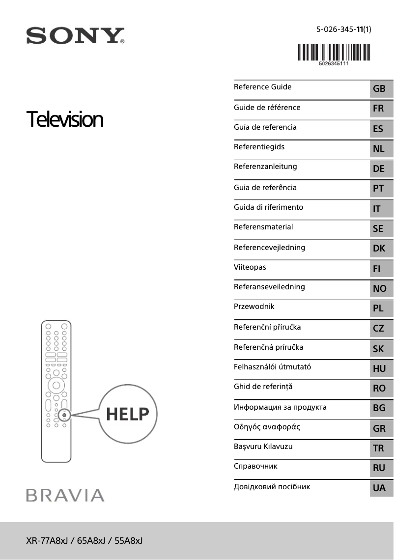 Image de la première page du manuel de l'appareil OLED 4K Bravia XR-55A83JAEP