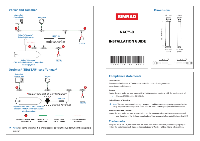 Page 1 de la notice Manuel utilisateur Simrad NAC-D