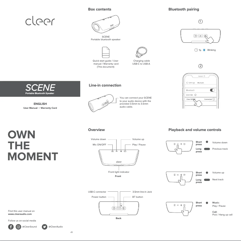 Page 1 de la notice Guide de démarrage rapide Cleer Scene