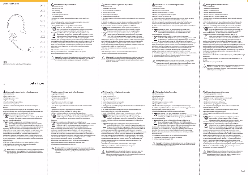 First page image of the manual for HS10